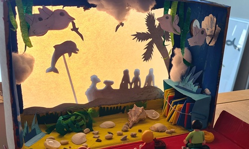 Modellbau Schattentheater aus Papier und anderen Materialien