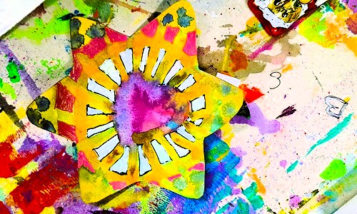 Buntes Bild mit Stern und Herz